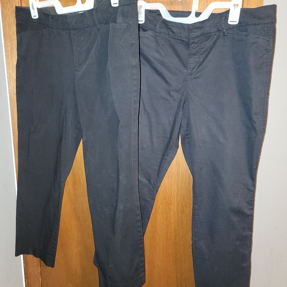 Lot Of 2 Size 14 Black Career Pants Chinos ANA Old Navy Pixie